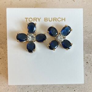 Tory Burch Sapphire Blue Floral Earrings
